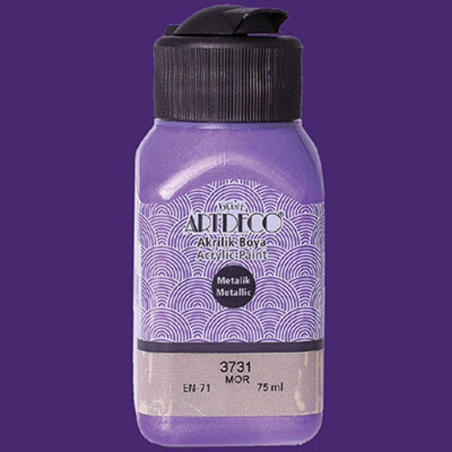 Resim Artdeco Metalik Akrilik Boya 75Ml Mor 3731