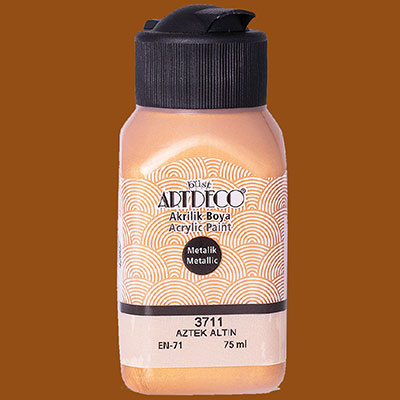 Resim Artdeco Metalik Akrilik Boya 75Ml Aztek Altın 3711